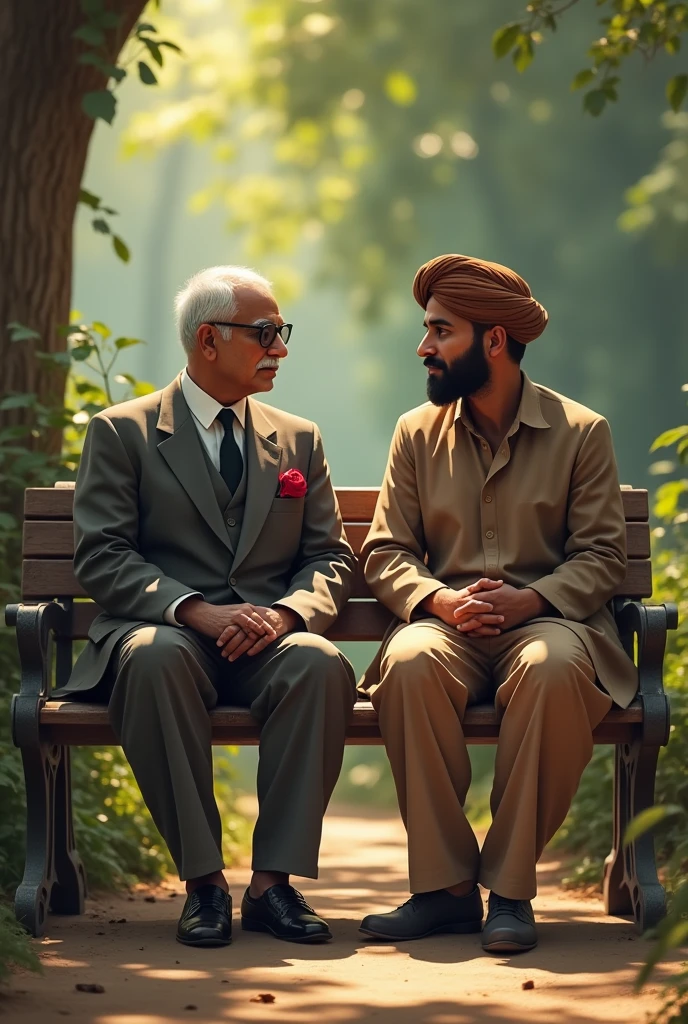 Dr Babasaheb ambedkar and bhagat singh sitting together on benche