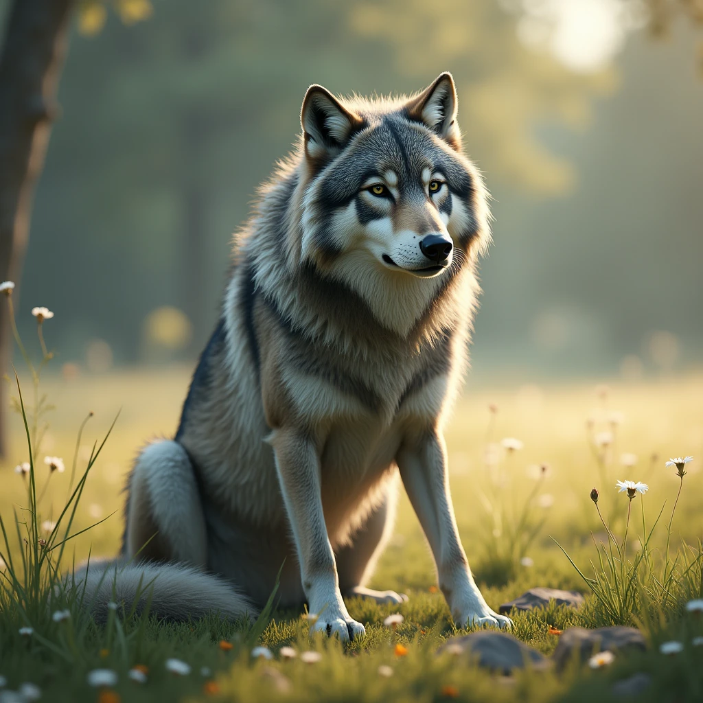 wholf was stting on the ground