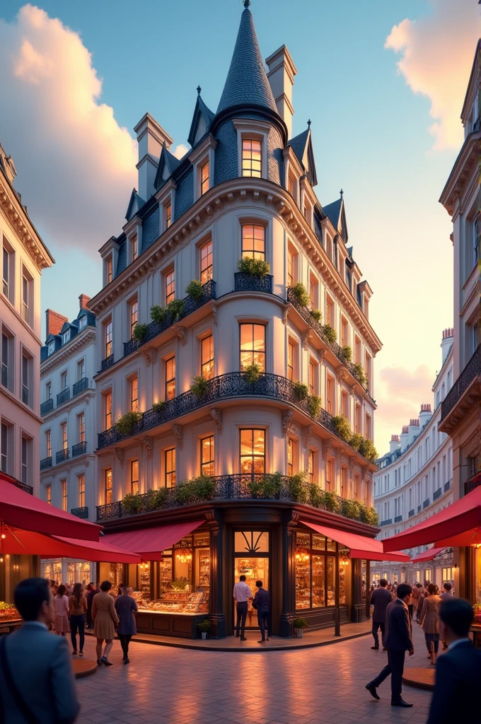 Stylish beautiful handsome animated building London market USA street lighting