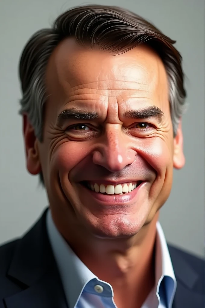 Realistic Bolsonaro smiling.