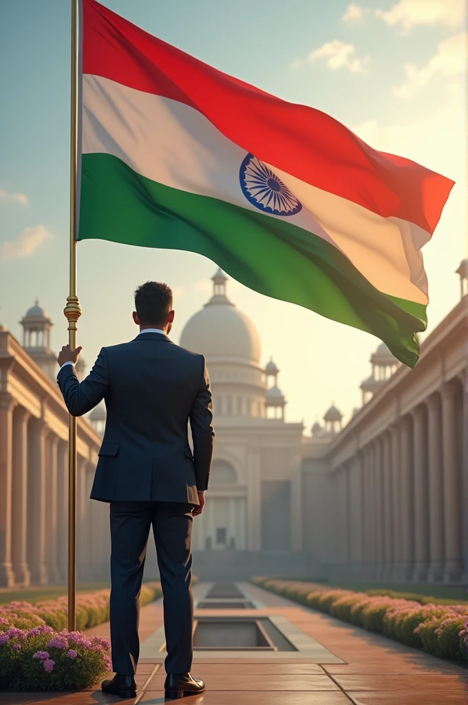 Me standing beside national flag on 78th independence day