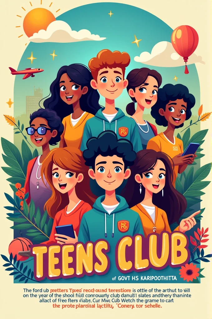 Design a poster for a school club called S CLUB of GOVT H S KARIPOOTHITTA
