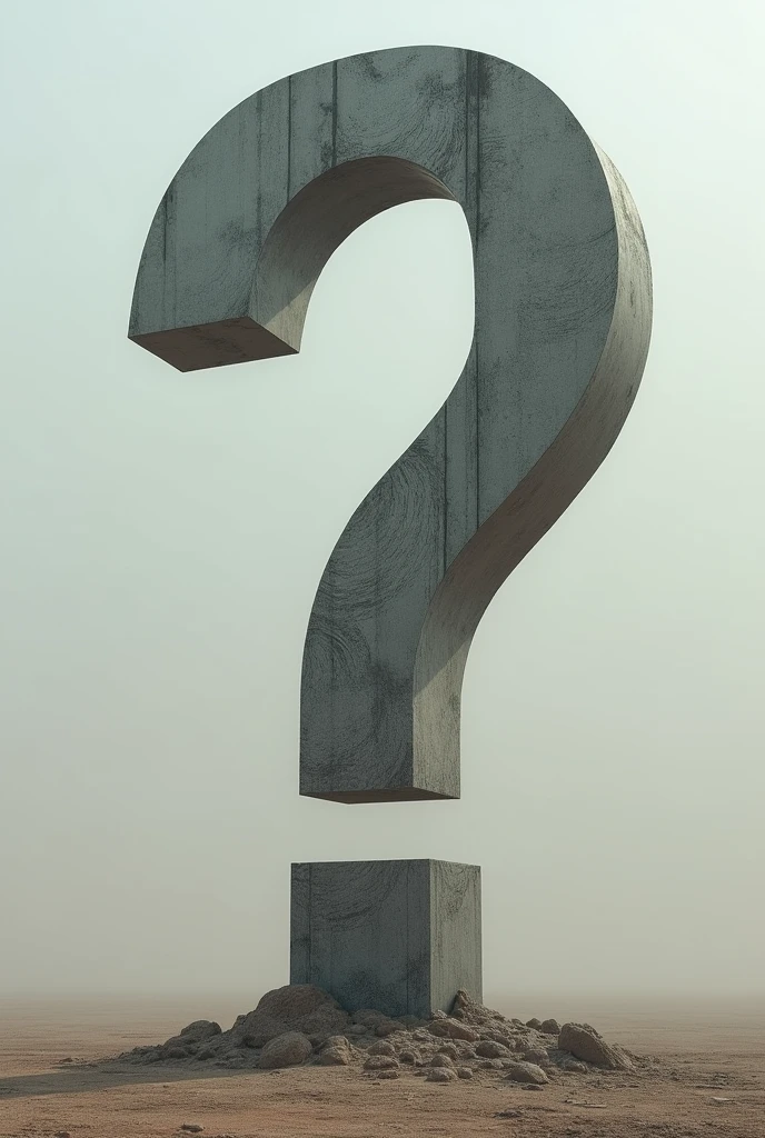 A gray old statue of a question mark