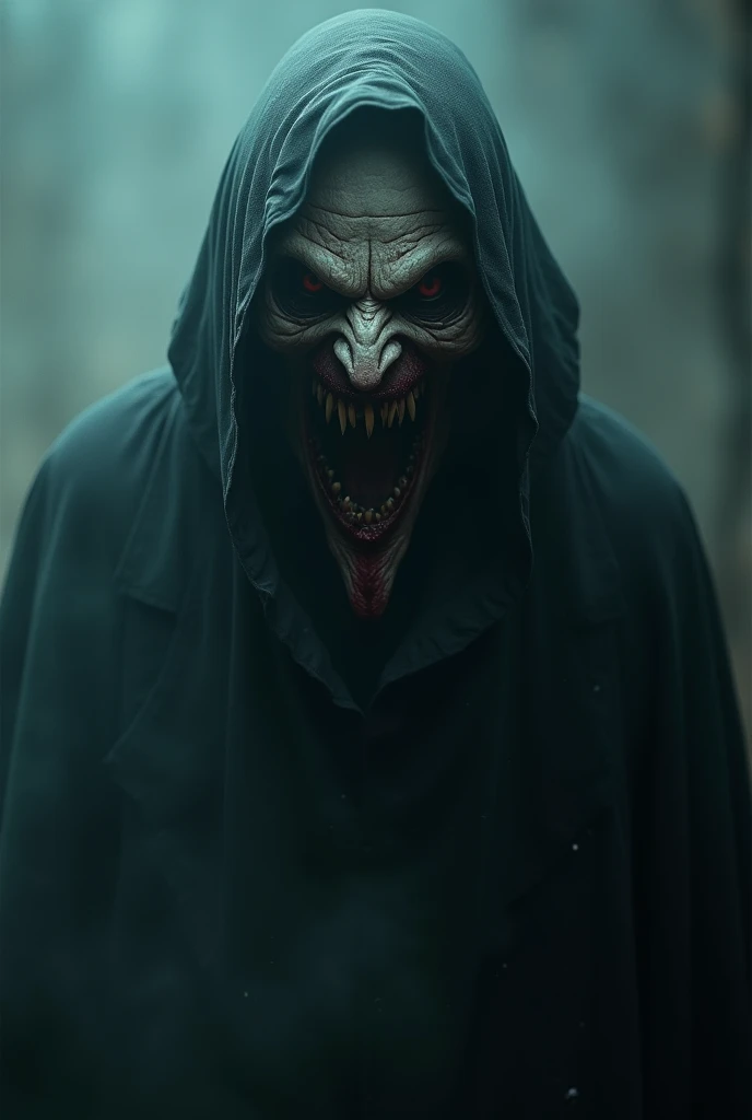 a portrait of an ominous being embodying fear,dynamic pose,intricate details,raw photography,depth of field,fog,digital photography,volumetric lighting,dark moody atmosphere,dramatic lighting,cinematic composition,high contrast,gritty realism,horror elements,unsettling presence,powerful emotions,brooding expression,dark fantasy,chiaroscuro lighting,dramatic shadows,visceral details,haunting ambience,atmospheric perspective,immersive environment,masterpiece,best quality,8k,hyper-realistic, photorealistic