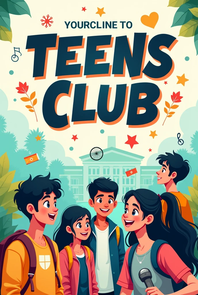 Design a poster for a school club called TEENS CLUB of GOVT H S KARIPOOTHITTA