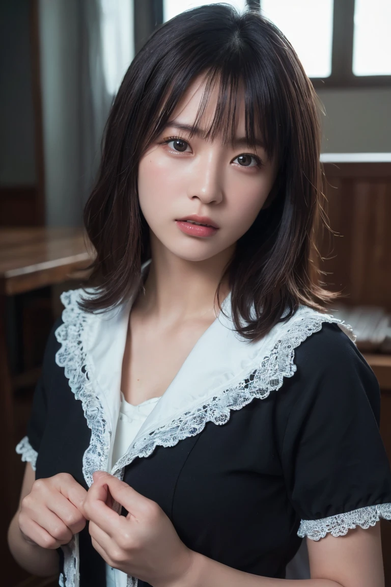 (Highest quality:1.4),(masterpiece:1.4),(Realistic:1.4),(Realistic:1.2),(超High resolution, RAW Photos:1.4),(High resolution, Very detailed:1.2),(8k:1.2),Movie Photos,a photo of a dark-haired,one person's,alone,wear ,((China dress))、((Upper Body:1.3))