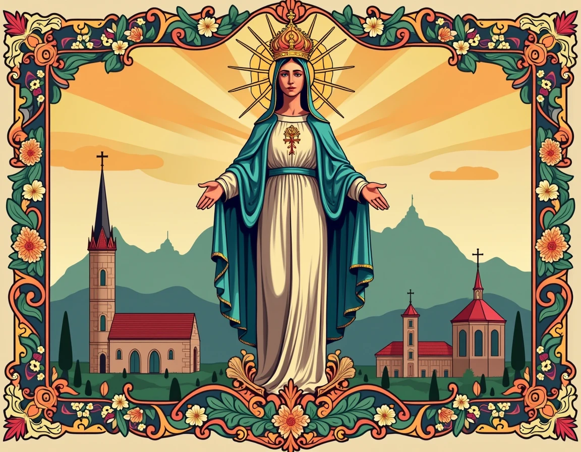 an art for social media a warning, that on the 15th/08 will be a municipal holiday in the city of Francisco Beltrão - PR, the date on which the patron saint of Our Lady of Glory is celebrated