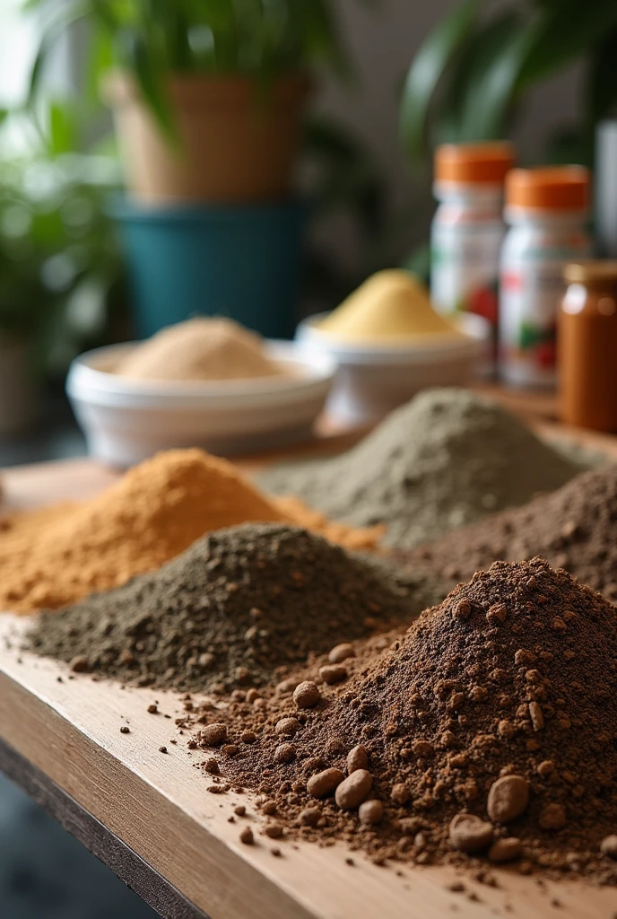 Generate some images about materials and things that an animal health business would carry, that carries the type of soil, type of wall, type of utensils,colors among others. Also generate them as separate images.