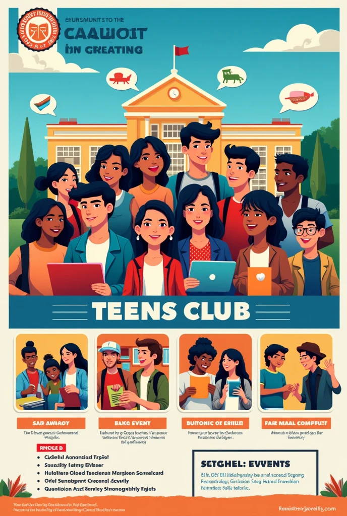 Design a poster for a school club called TEENS CLUB of GOVT H S KARIPOOTHITTA
