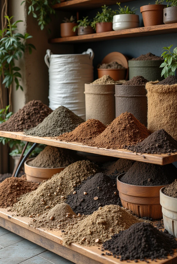Generate one of images about materials and things that an animal health business would carry, that carries the type of soil, type of wall, type of utensils, colors among others. Also generate them as separate images