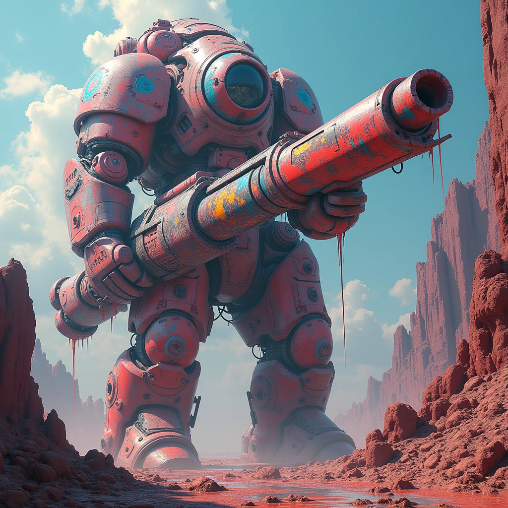 Giant Weapon, full body, Glitch art style, embraces digital errors and glitches, distorted and fragmented imagery, experimental and abstract, challenges traditional notions of perfection and beauty, (best quality, masterpiece, photorealistic), very aesthetic, perfect composition, intricate details, ultra-detailed, vivid colors