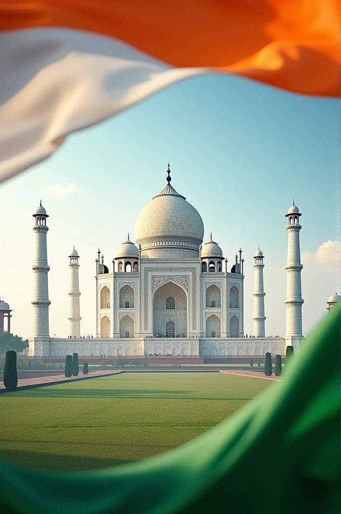 Taj Mahal in India flag colour