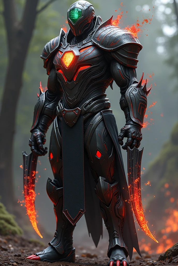 Voici une description physique détaillée de l'armure de Gorgone :

---

### **Description Physique de l'Armure de Gorgone**

**1. ** **Couleurs et Matériaux** :
   - **Couleurs Principales :** L'armure reprend les couleurs de la matoutou falaise, avec des teintes dominantes de noir, gris et rouge foncé, rappelant le magma et les flammes.
   - **Matériaux :** Un mélange de vibranium, d'adamantium et de carbonadium assure une résistance maximale. Le matériau est renforcé pour supporter des impacts extrêmes et des températures élevées.

**2. ** **Structure Générale** :
   - **Bras et Jambes :** Deux bras et deux jambes normales, entièrement blindés pour une protection optimale. Les parties articulées sont renforcées avec des couches de matériaux composites pour assurer la flexibilité tout en offrant une défense accrue.
   - **Pattes d'Araignée :** Deux pattes d'araignée crochues et pointues sont fixées à l'arrière de l'armure. Elles sont dotées de crochets acérés et d'un venin hyper corrosif et venimeux. Ces pattes peuvent sécréter des toiles d'araignée pour la construction d'armes ou la création de dispositifs comme des ailes pour planer.

**3. ** **Casque** :
   - **Visière :** La visière centrale est de couleur verte et dotée de centaines de milliers de caméras haute résolution. Elle est capable de capturer jusqu'à 999 999 999 999 999 999 999 999 999 999 999 999 999 999 999 999 999 999 999 999 999 images toutes les 10^-4 secondes.
   - **Caméras et Capteurs :** Le casque comporte un réseau dense de caméras et de capteurs permettant un suivi parfait de l'environnement. Il est équipé d'un système de camouflage qui rend l'armure invisible visuellement, thermiquement et même au spider sens.
   - **Mandibules et Crocs :** Des mandibules acérées et venimeuses sont présentes sur le casque, avec deux mandibules supérieures et inférieures ainsi que des crocs acérés au niveau des lèvres et derrière.

**4. ** **Queue** :
   - **Fonctionnalité :** La queue est basée sur le trig