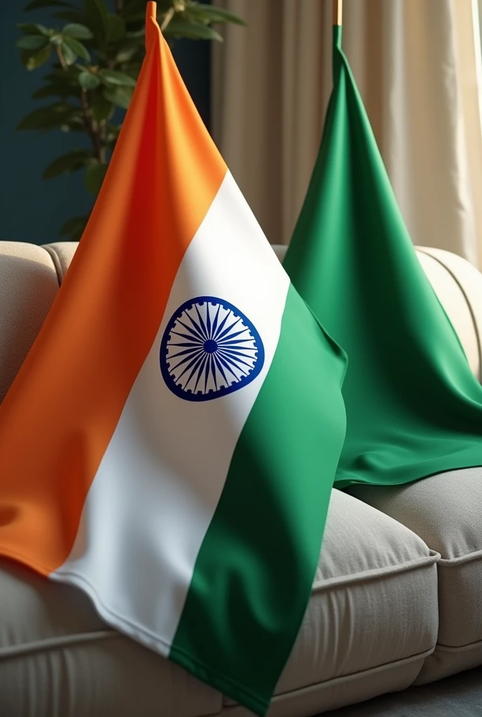 (photorealism:1.2), a 78th india independence day celebration Poster, 1st Flag of Orange Colour Flag with multiple with sofa pillow, Another flag white flag and ashoka Chakra multiple with sofa pillow, Another flag of green flag multiple with another sofa pillow and finally the order of the orange flag, white Ashoka Chakra Flag,green flag and sofa pillow also 