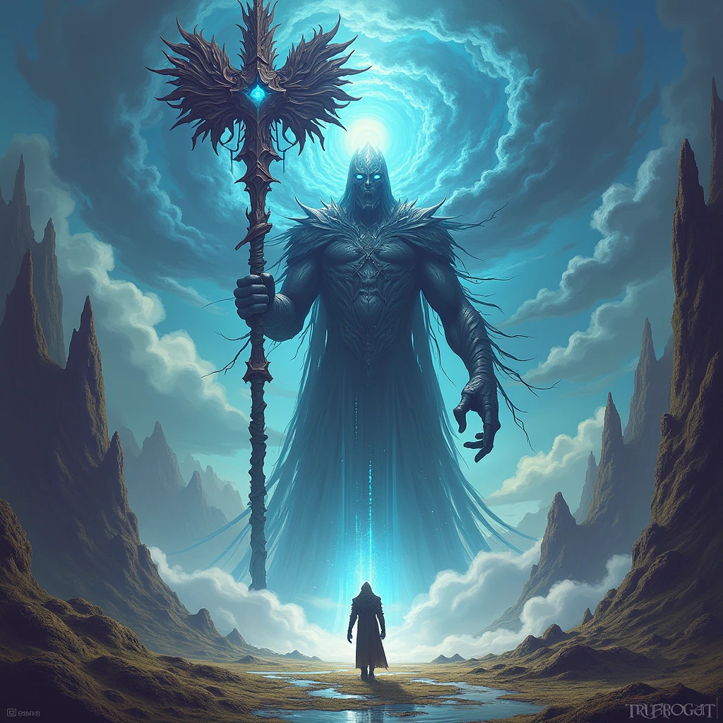 Giant Weapon in hand, full body, Dreamscape mapping illustration style, visualizes dreamlike landscapes and surreal environments, uses imaginative and abstract elements, dynamic composition, professional-grade execution, captures the essence of the subconscious mind, evokes a sense of wonder and mystery, (best quality, masterpiece, photorealistic), very aesthetic, perfect composition, intricate details, ultra-detailed, vivid colors