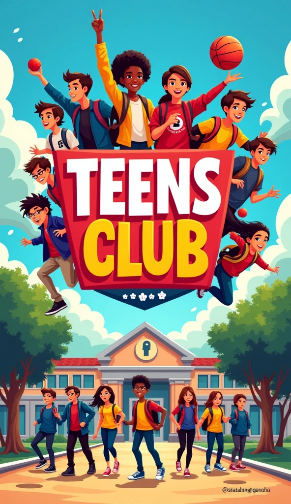 Design a poster for a school club called TEENS CLUB of GOVT H S KARIPOOTHITTA
