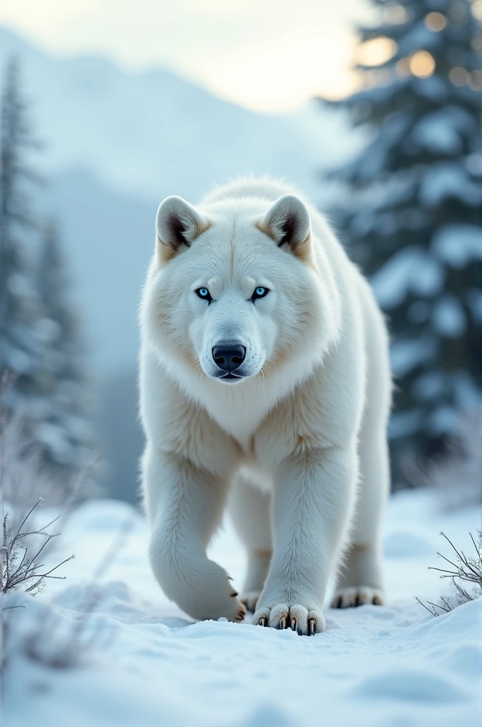 German Shepherd and Albino Black Bear Hybrid