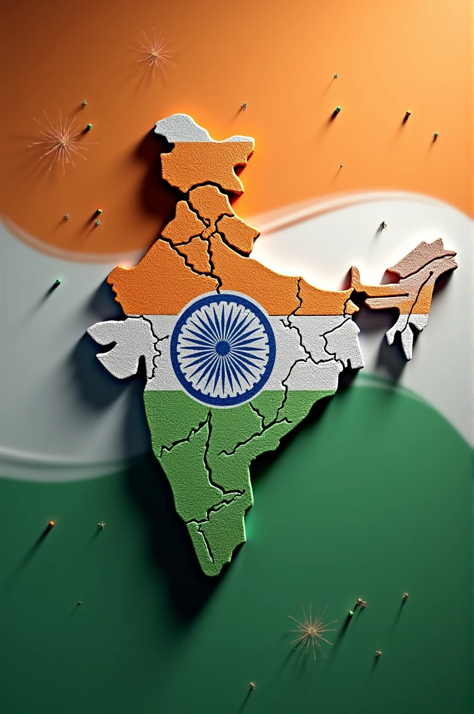 3D India map celebrating Independence Day 