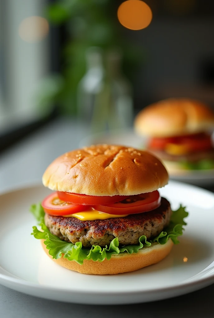 Vegetarian burger that only has mayonnaise, mustard and tomato, restaurant mode