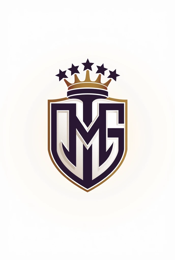 (realistic), create a football logo, with classic and minimalist design , with predominant colors white, gold and purple, with representative details of the German city of Munich, the shield with a small German crown above it with four stars above it, (realistic style and that looks like a real team)