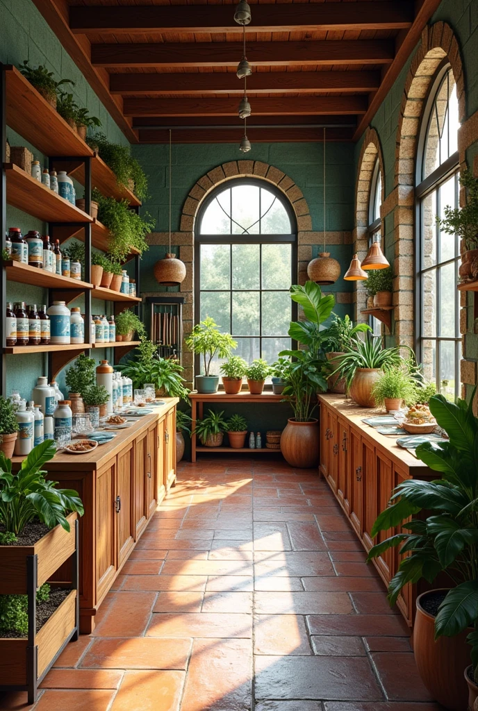 Generate images about materials and things that a business dedicated to animal health would carry, that carries the type of soil, type of wall, type of utensils,colors among others. Also generate them as separate images.