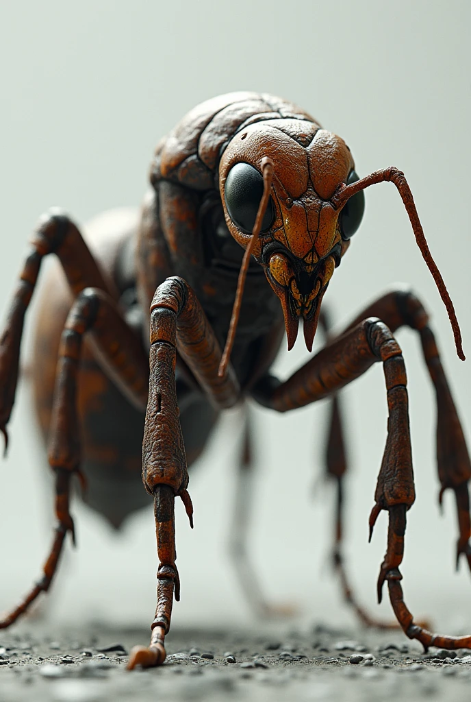 Pink and black wasp with angry bloodthirsty mouth. realistic 