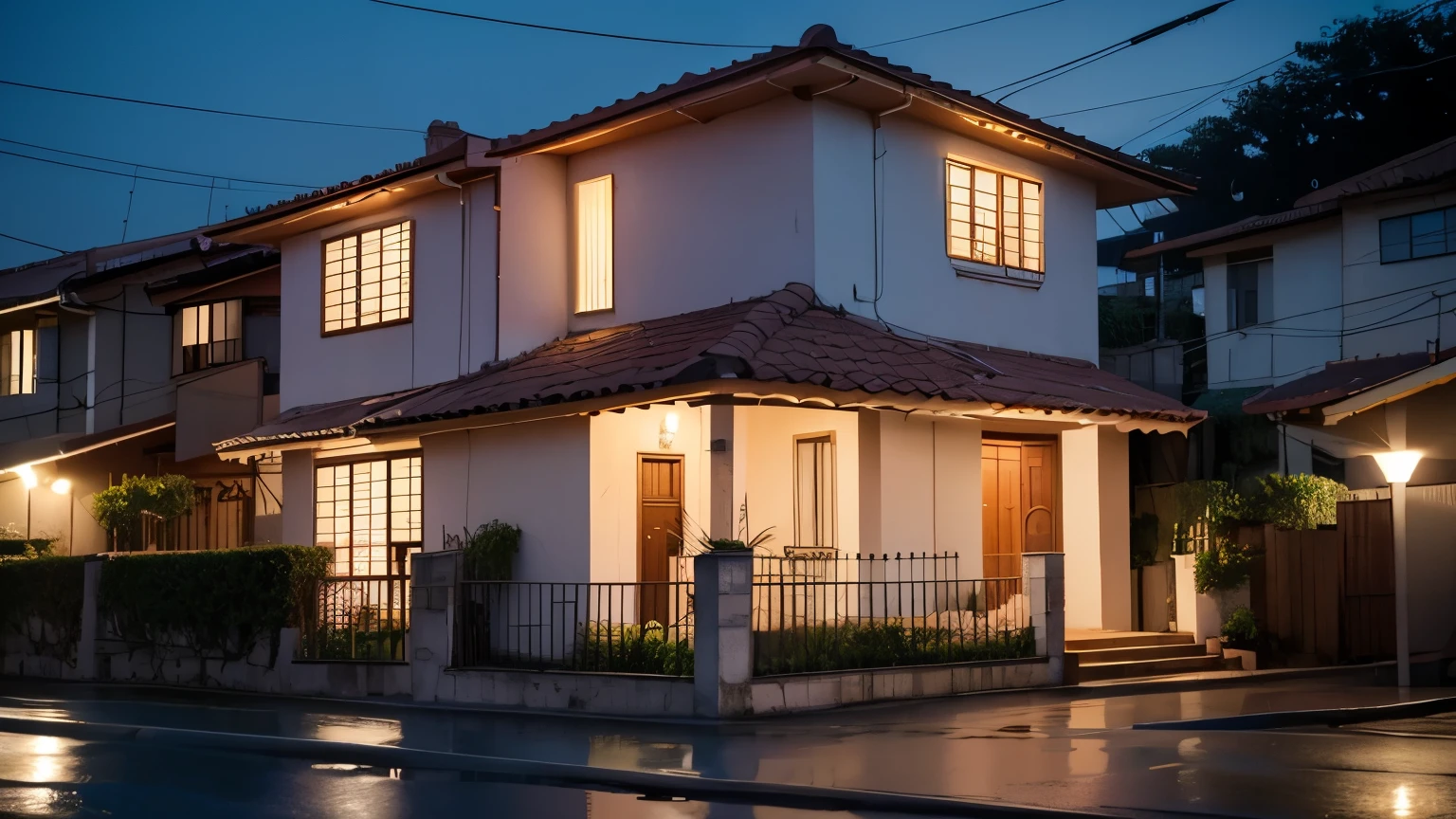 beautiful houses in a middle class neighborhood in Brazil. Cozy feeling. cinematic lighting