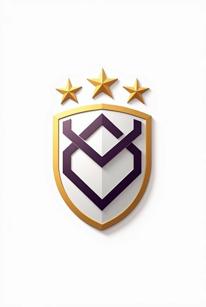 (realistic), create a football logo, with classic and minimalist design , with predominant colors white, gold and purple, with representative details of the German city of Munich, the shield with a small German crown above it with four stars above it, (realistic style and that looks like a real team)