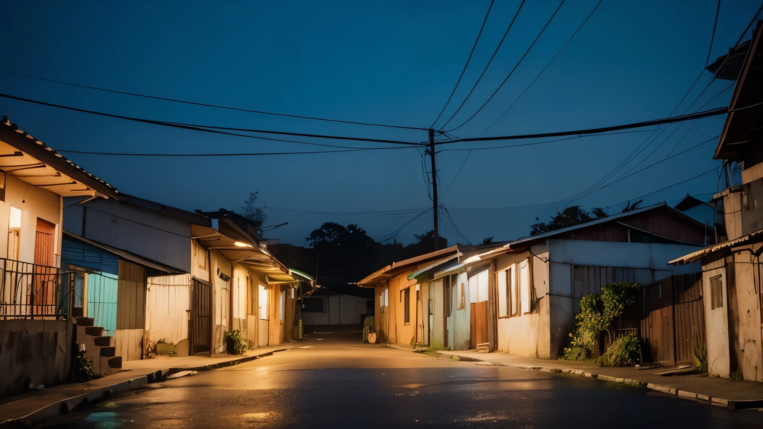 beautiful houses in a poor neighborhood in Brazil. Cozy feeling. cinematic lighting