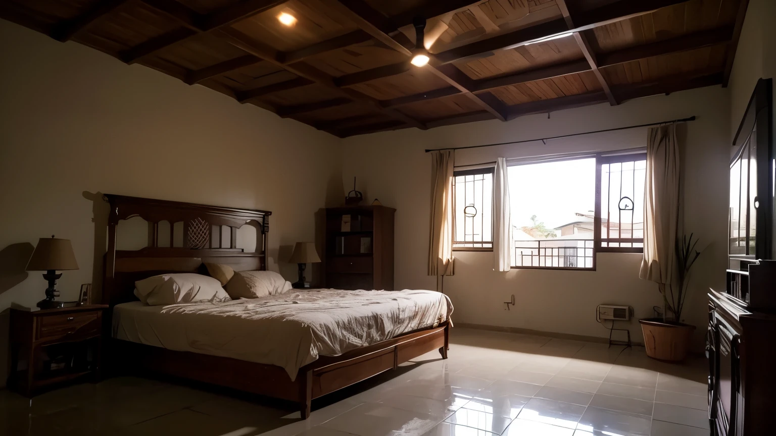 beautiful house in a poor neighborhood in Brazil. Cozy feeling. cinematic lighting