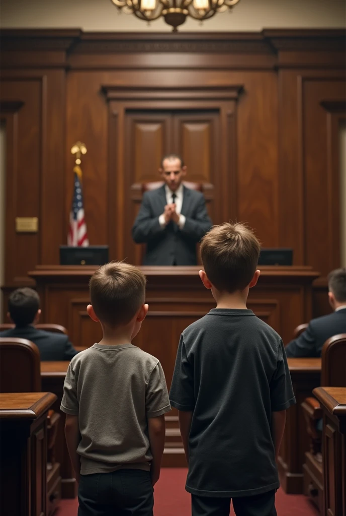 Image of 2 boys in court, realistic image