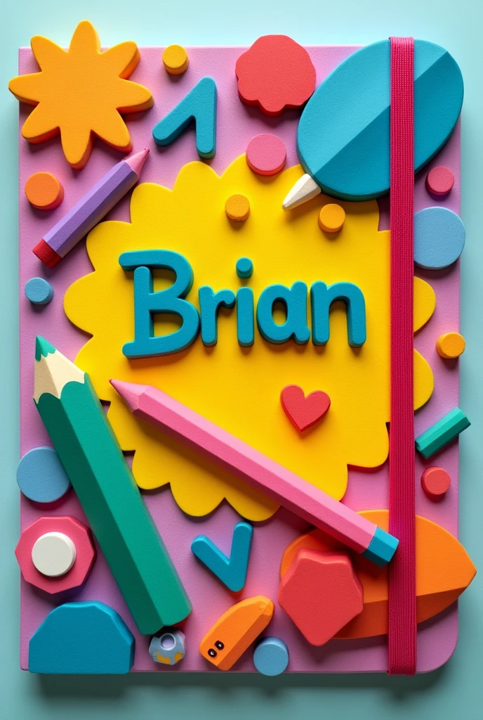 Make a creative notebook cover, with foam, where to put the title: Brian, children or child, School Supplies. It looks easy to do, but very creative