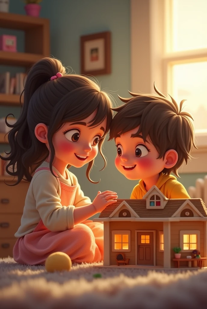 She realized that sharing her dollhouse would not only make Timmy happy but also make her happy too.