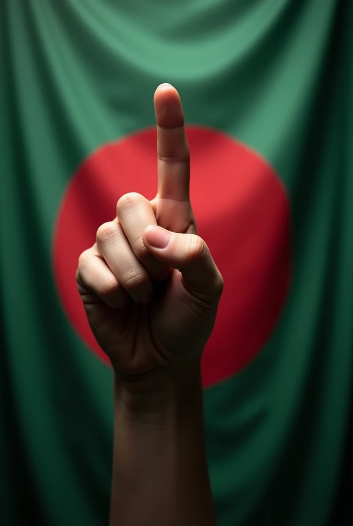 Fuck you sign with middle finger in Bangladeshi flag 