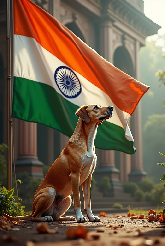 Create Indian flag with dog image hd
