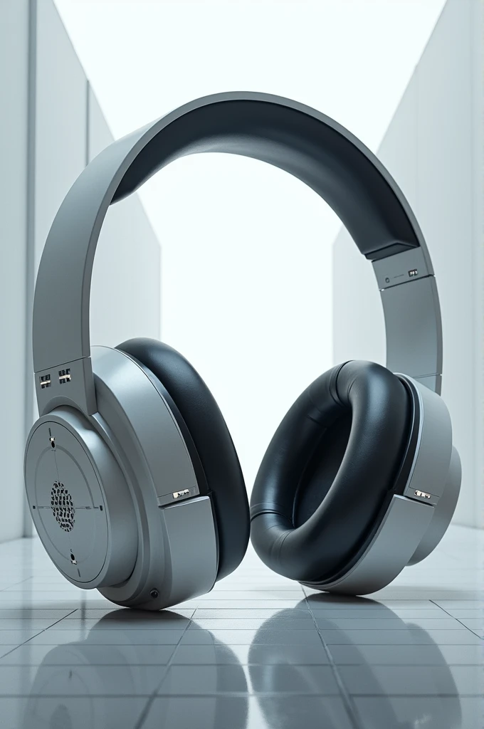 "Create a futuristic and sleek design of advanced noise-cancelling headphones with real-time translation capabilities. The headphones should have a modern, high-tech look with metallic accents, touch controls on the ear cups, and subtle LED lights that glow when in use. Visualize them as part of a tech-savvy user’s daily life, with the user interacting with their surroundings in a bustling city. The headphones should symbolize cutting-edge technology, blending sophistication with functionality. The image should convey the concept of seamless communication across languages in a noisy environment, with some visual elements representing sound waves being cancelled and translated into text or speech. The background can feature a busy street scene or an office environment with diverse people, to showcase the global application of the product."

