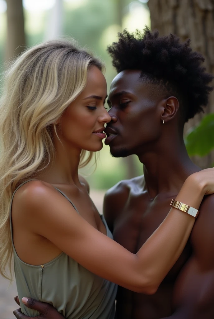 White woman humiliating black man