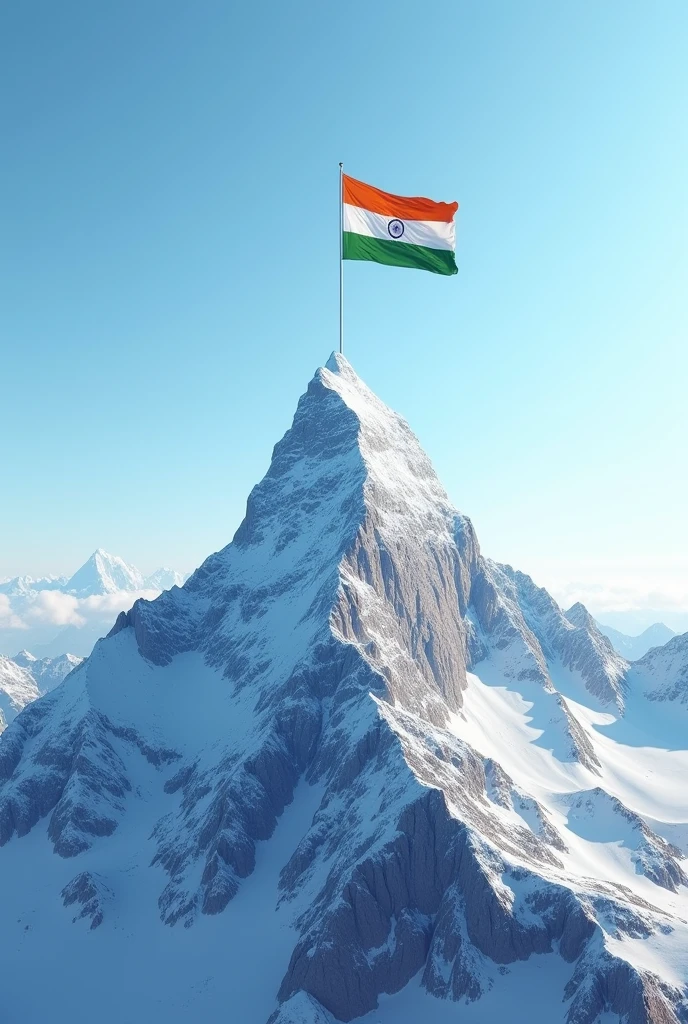 an Indian flag on the mountain Ridham written
