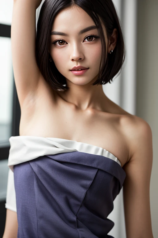 1 person, (Armpits are fully visible:1.4)、(Standing facing the camera:1.5)、(Wear a strapless camisole:1.6),(small, Flat Chest:1.7)、 (Looking into the camera:1.5)、Beautiful Japanese actresses,
Photogenic, Yukihime, Long eyelashes, Snowflake Earrings,
(RAW Photos, Highest quality), (reality, reality的:1.4), (flying debris),
Beautiful details, Beautiful lip detail, Highly detailed eyes and face,
BREAK is perfect anatomy, The whole body is thin, small breasts, (short hair:1.3), Angel'smile,
Crystal Skin, Wake up, Capture the light