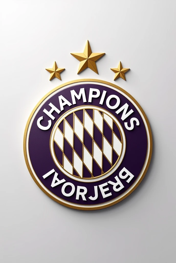 (photorealism:1.2), soccer logo, with classic and minimalist design , with predominant colors white, gold and purple, with representative details of the German city of Munich, the shield with a small German crown above it with four stars above it. (The shield should look like it's from the Champions and not modern.)