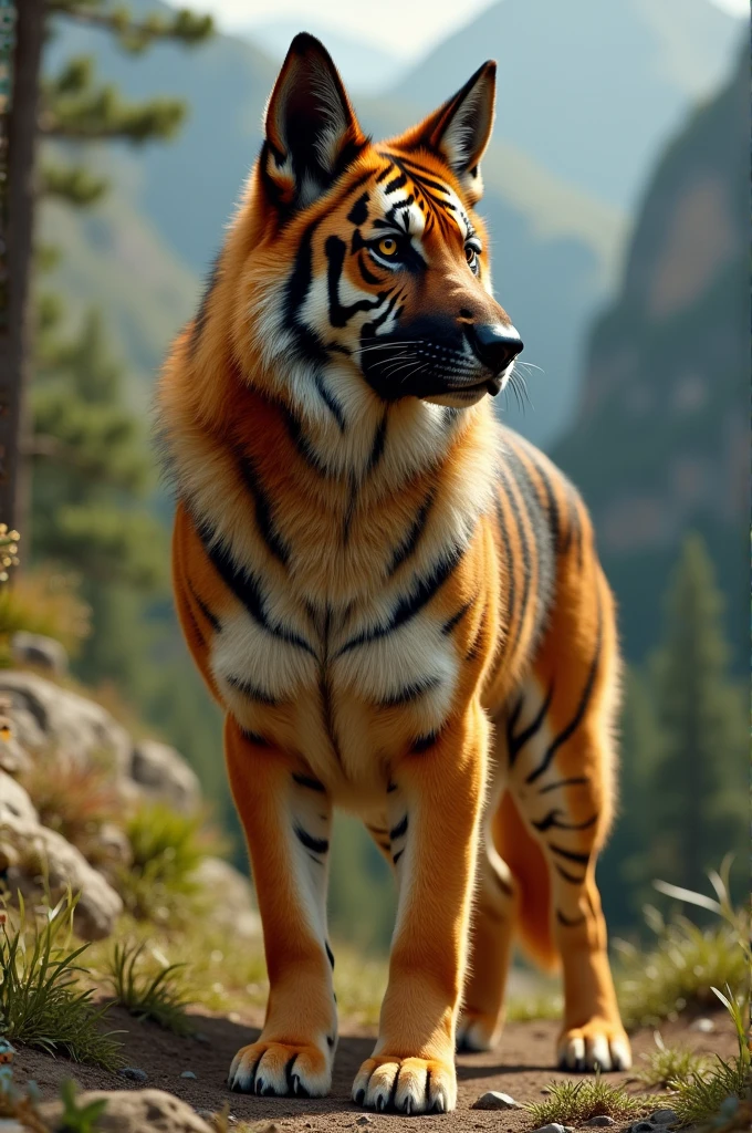 German Shepherd with the coat of a golden tiger