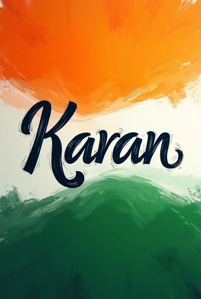  an Indian flag Karan written In calligraphy 
