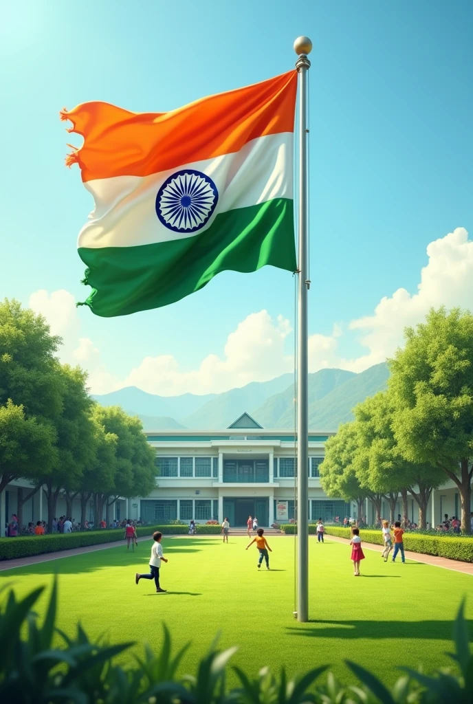 Indian Flag hosting in a school playground