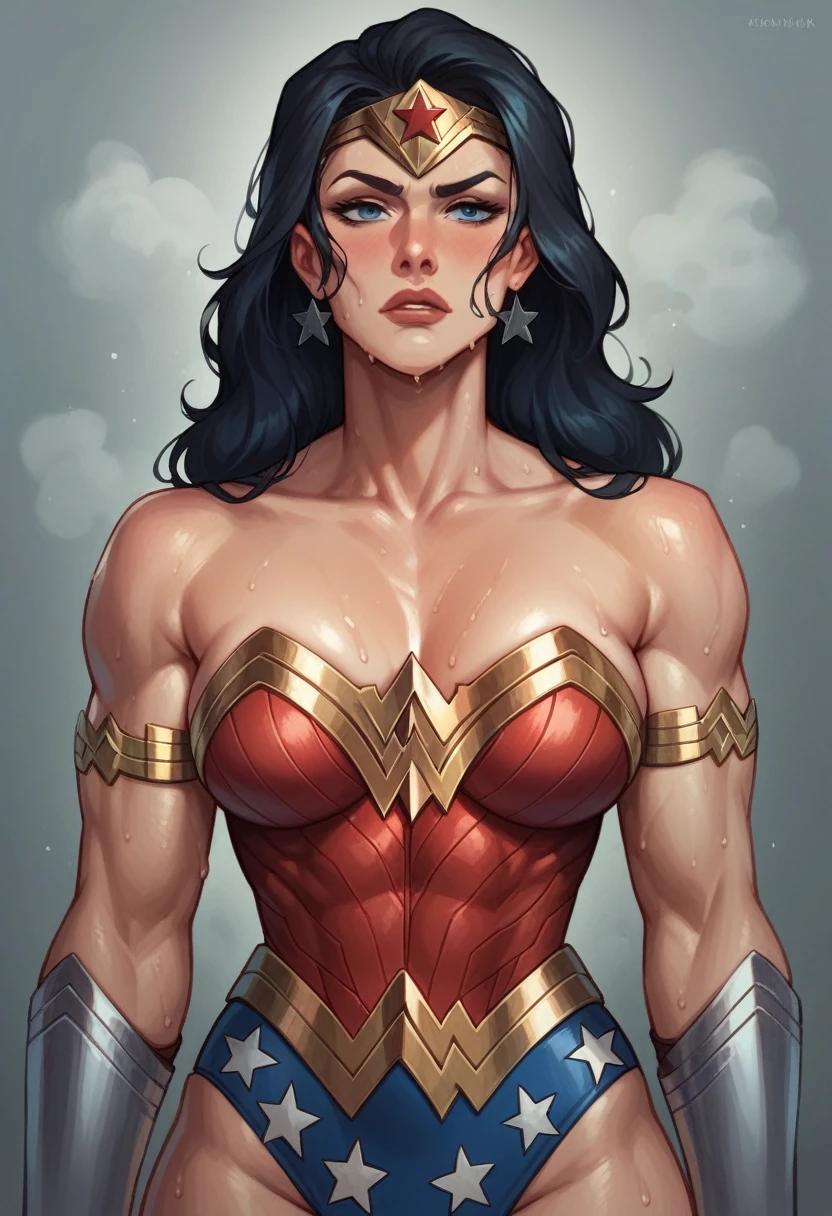 wonder woman, sweaty,