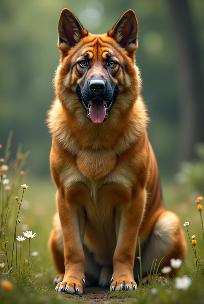 German Shepherd with the coat of a liger