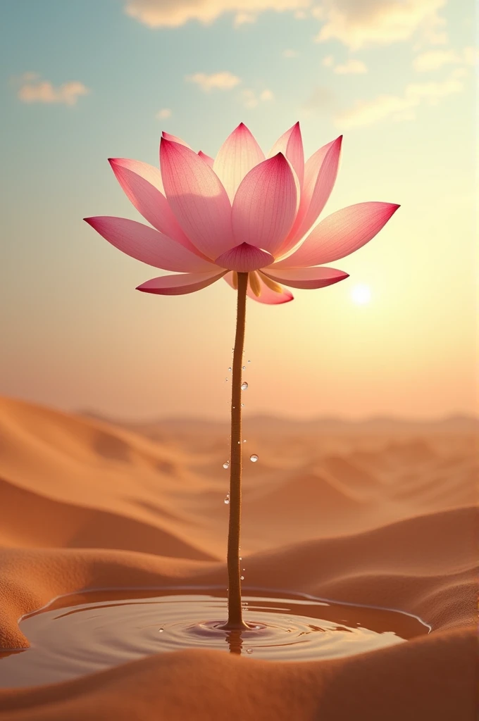 Create an image of a lotus flower in the desert