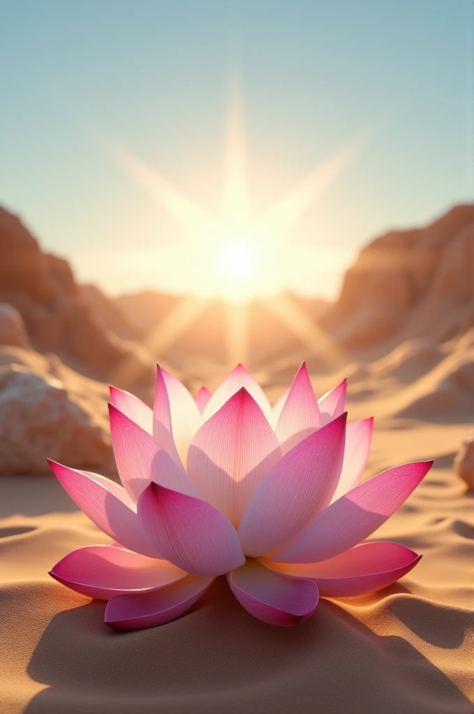 Create an image of a lotus flower in the desert