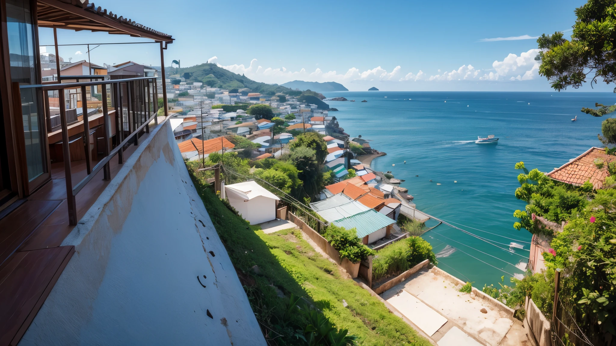 beautiful house in a favela in Brazil, looking out to sea