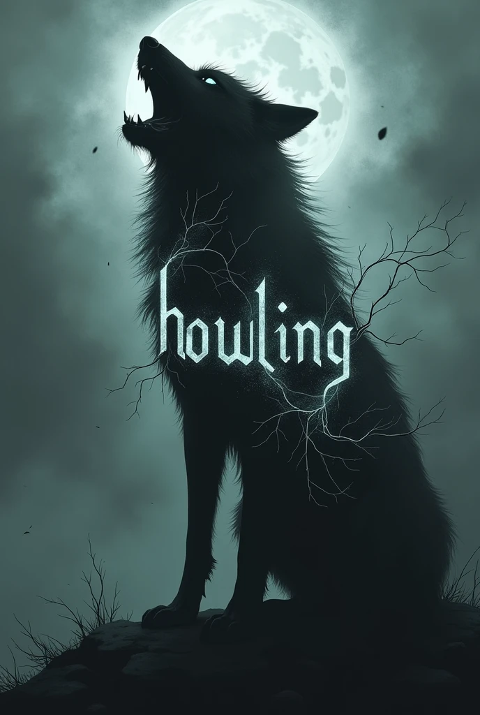 word "howling" in the silhouette of a wolf