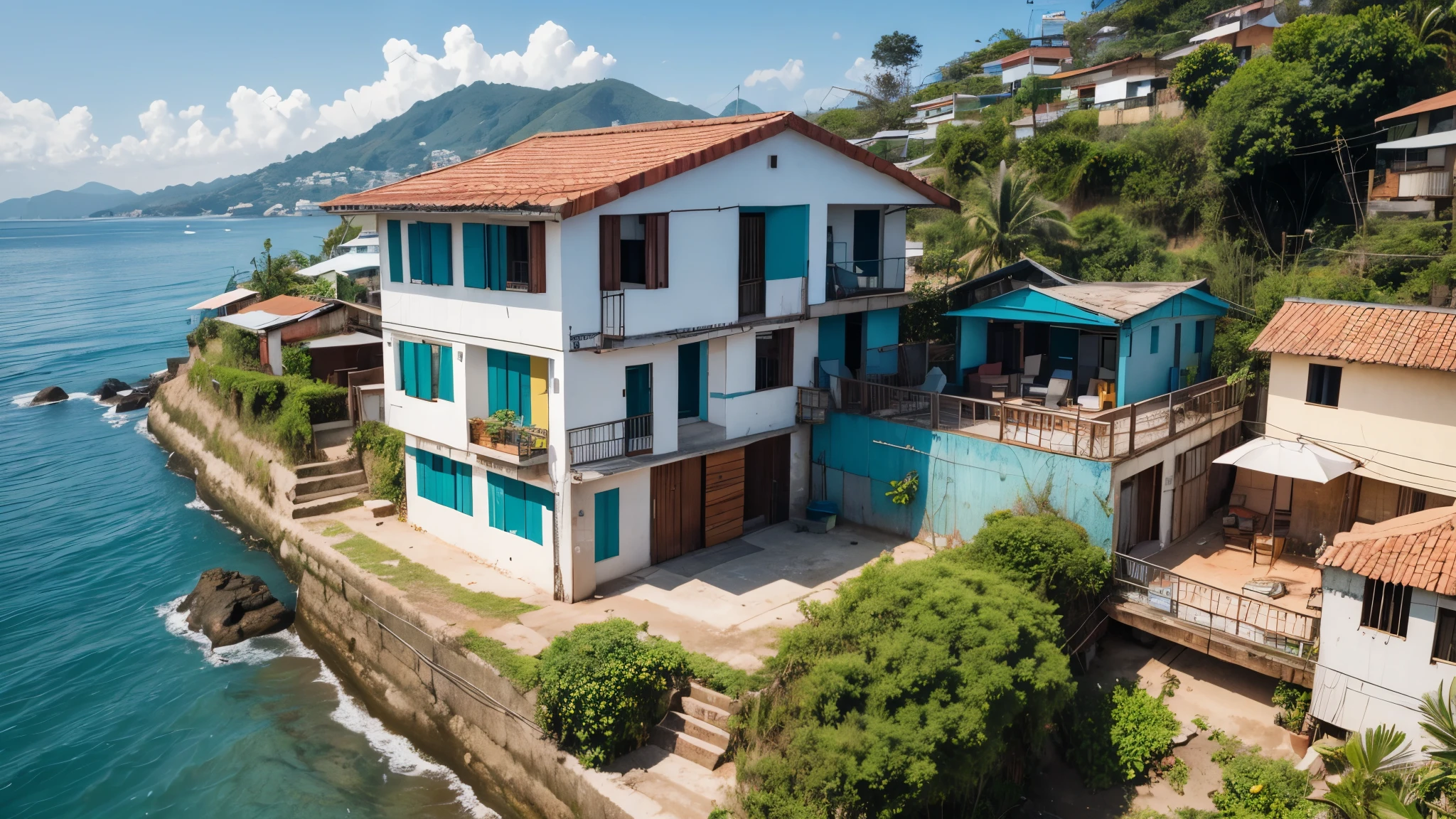 beautiful house in a favela in Brazil, looking out to sea